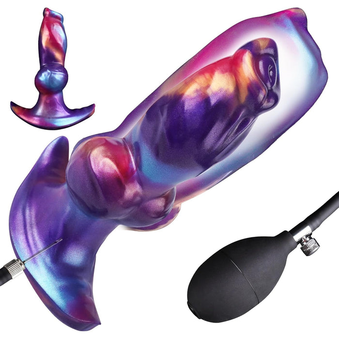 Large inflatable fantasy toy with unique hook feature and strong attachment base