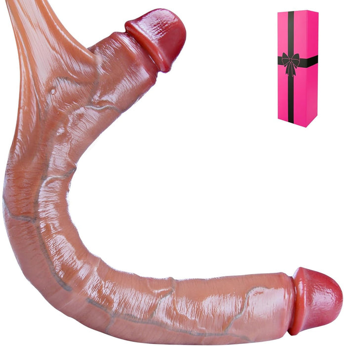 Double-headed XXL silicone dildo with moving skin – soft and flexible 45x4.5 cm