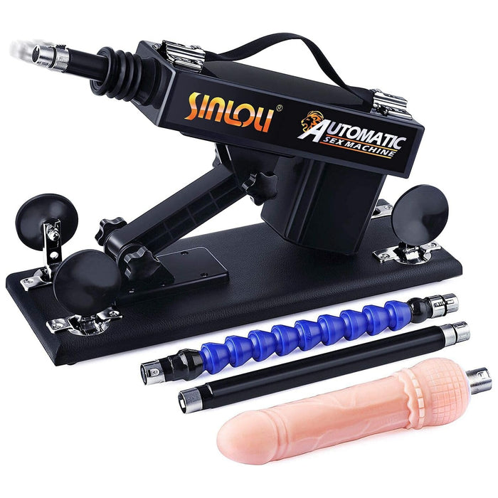 Powerful and compact sex machine with adjustable angle and additional attachments