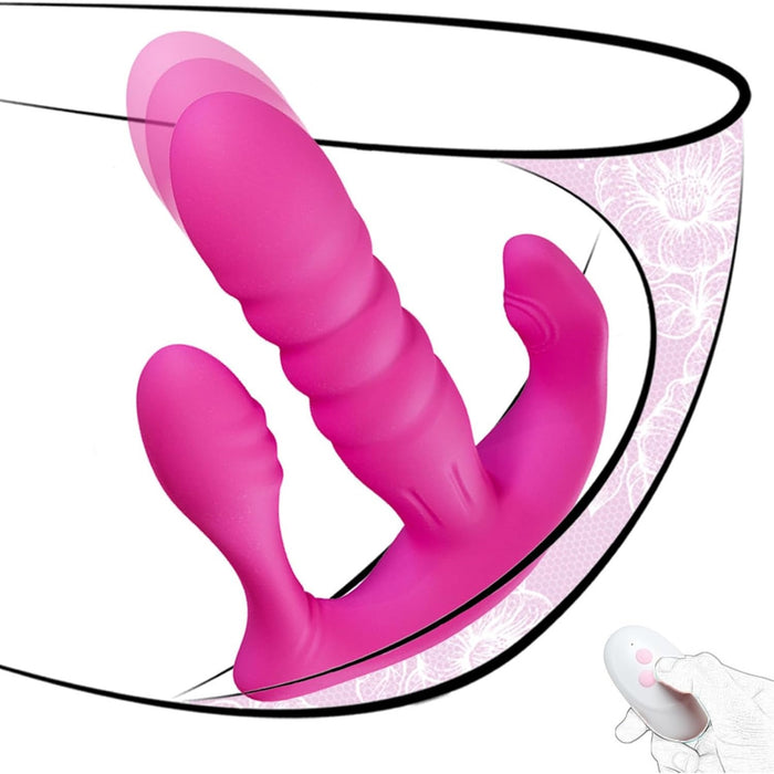 3-in-1 Portable Vibrator with Remote Control – Powerful Telescopic Vibrator for Women and Couples