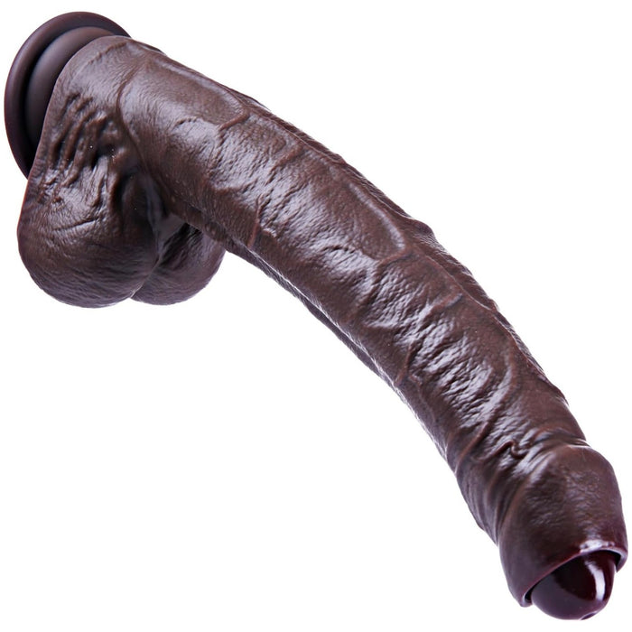 26,3 cm realistiškas judantis silikoninis dildo su stora priekinės odelės imitacija ir stipriu siurbtuku