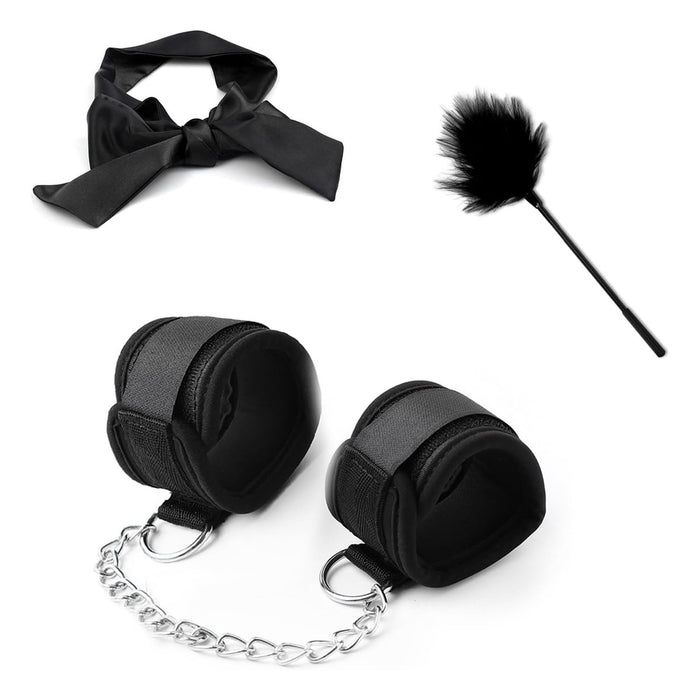 Įvairiapusis BDSM Fiksavimo Rinkinys Su Rankų Antrankiais Ir Kaukės Komplektu