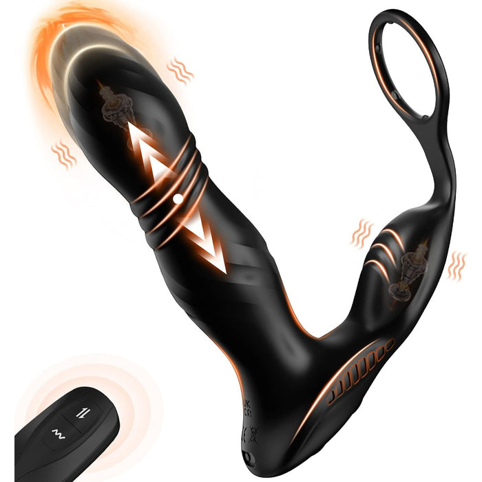 Anal vibrator for men with prostate stimulation and penis ring - 3 strong stimulation functions
