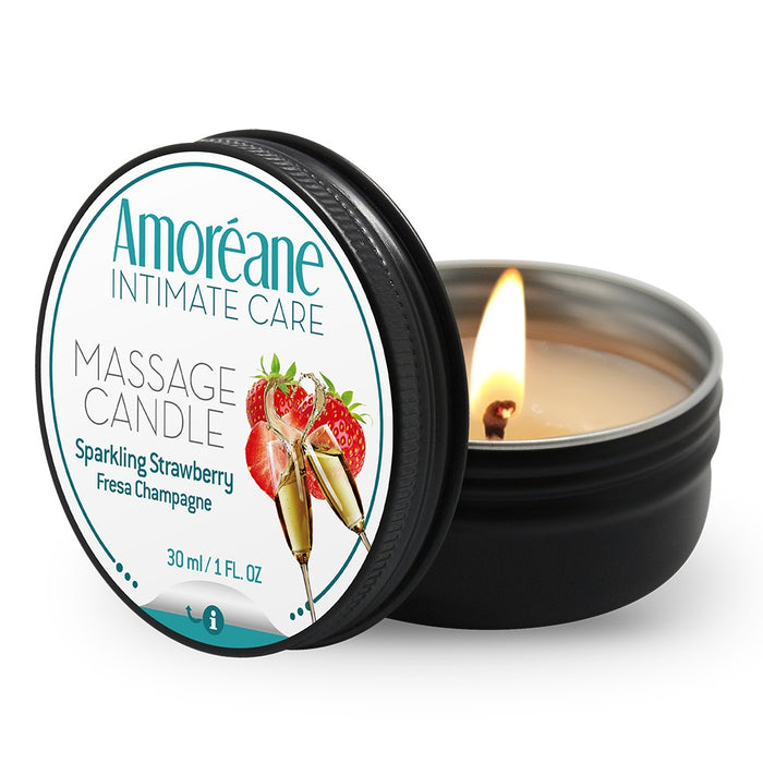 Amoreane braškinė masažo žvakė 30ml