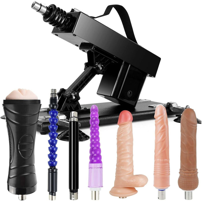 Automatinė sekso mašina vyrams su analiniu dildo ir įvairiais priedais