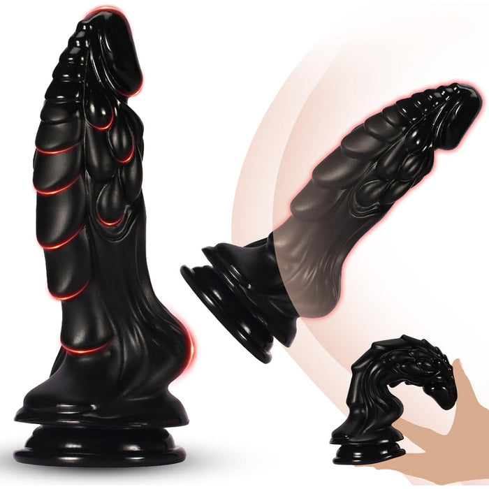 Large realistic dragon dildo with strong grip base and texture