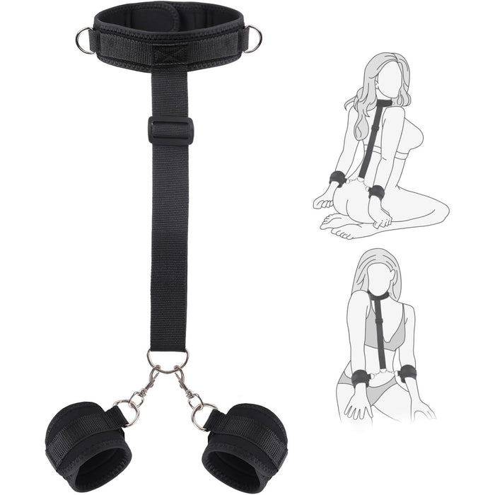 BDSM Bondage Komplektas su Reguliuojamomis Rankogaliais ir Apykakle Pora