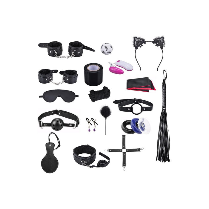 Erotic 18 Piece Bondage Set With Adjustable Restraints For Couples