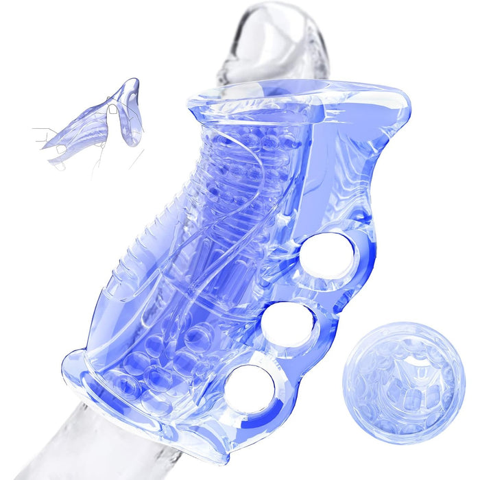 Realistic male masturbator cup with 3D vagina texture and massage pearls