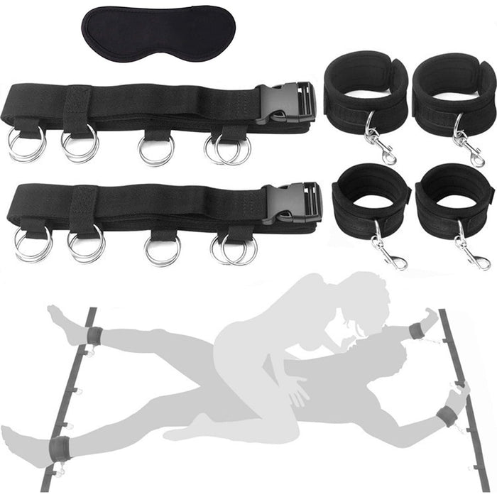 Koketiškas BDSM Bondage Setas su Pliušinėmis Rankogaliais ir Pėdų Feselėmis