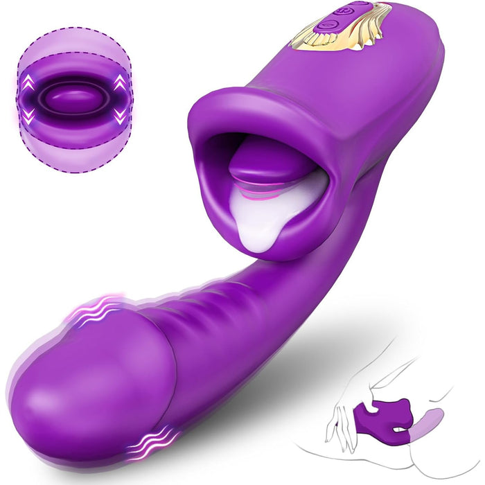 Realistiškas Dildo Vibratorius su 10 liežuvio ir vibracijos režimų moterims