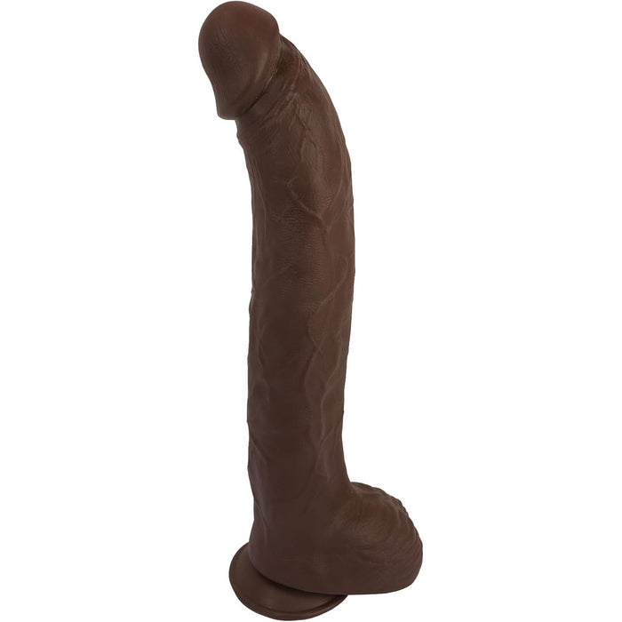 37 cm XXL black dildo with strong suction base and realistic appearance