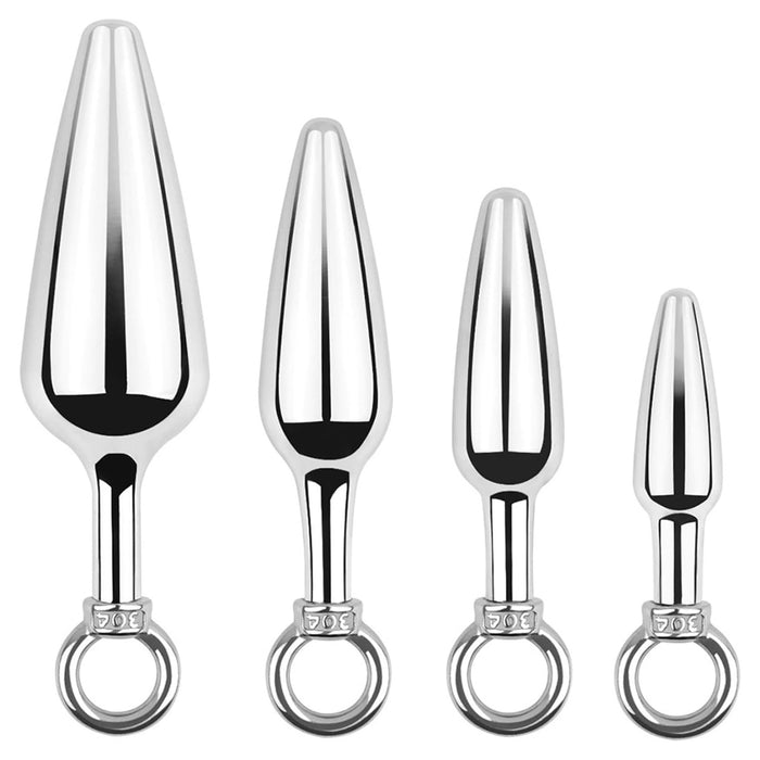 Stainless Steel Anal Plug with Pull Ring – S/M/L/XL Sizes