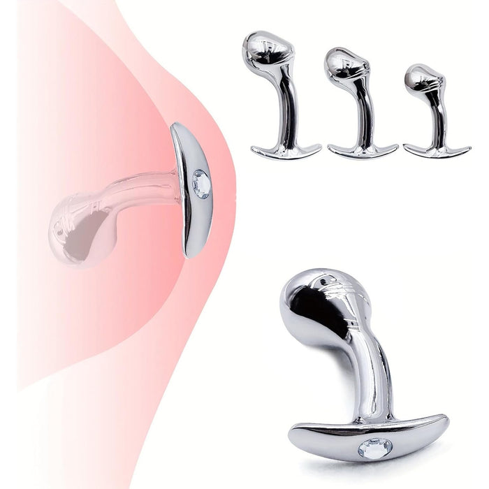 Metaliniai analiniai kaiščiai 3 dydžių komplekte – prostatos stimuliacija vyrams ir moterims