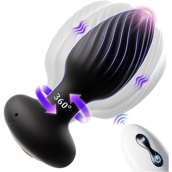 Elektro analinis plugas su 7 vibracijos ir sukimosi režimais, nuotolinio valdymo pultu ir USB įkrovimu