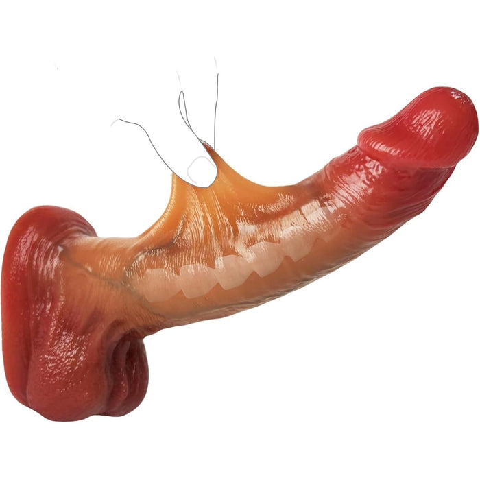 Realistic 26 cm silicone dildo with bendable shaft and strong suction base