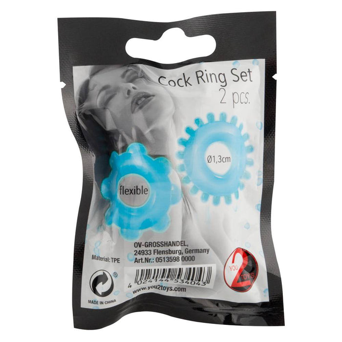 Cock Ring melsvų penio žiedų komplektas - You2Toys