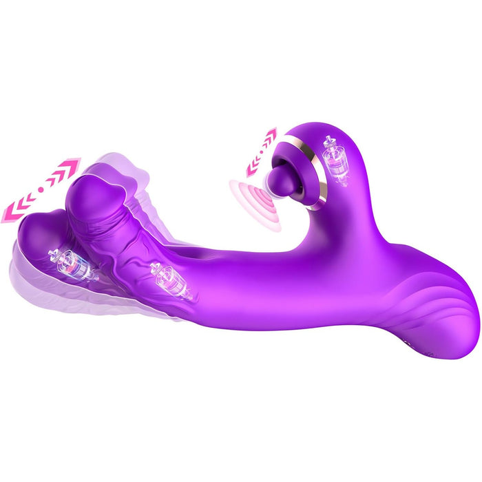3 in 1 Vibrator with Clitoris and G-spot Stimulation for Women (10 Modes, Purple)