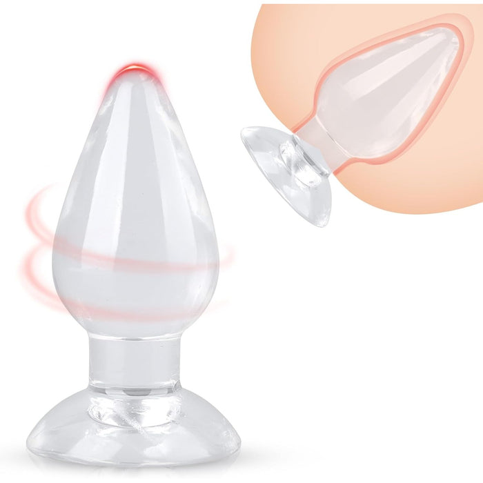 Extra didelis permatomas analinis kaištis su stipriu siurbtuku ir ergonominiu dizainu