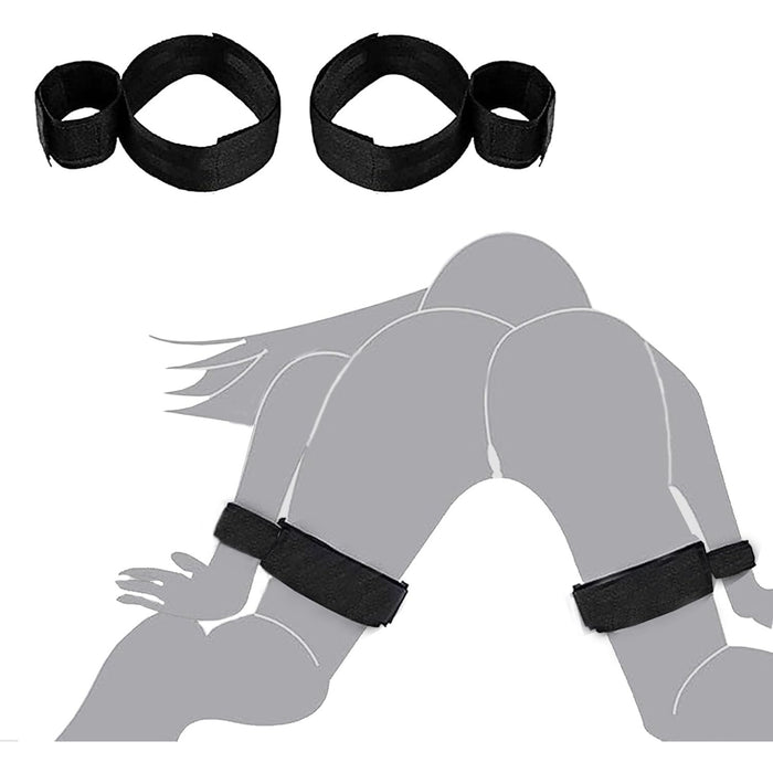 Hand and thigh cuffs with adjustable loops - soft BDSM restraint set