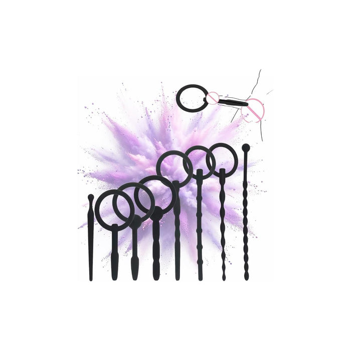 8 Piece Silicone Dilator Set with Penis Ring and Urethral Stimulation