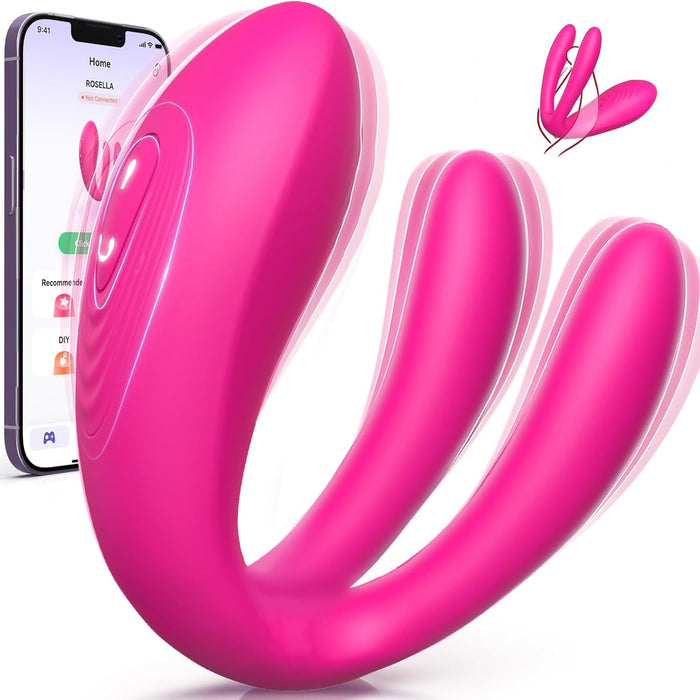 Elegant dual vibrator for couples with clitoral stimulation and mobile app control