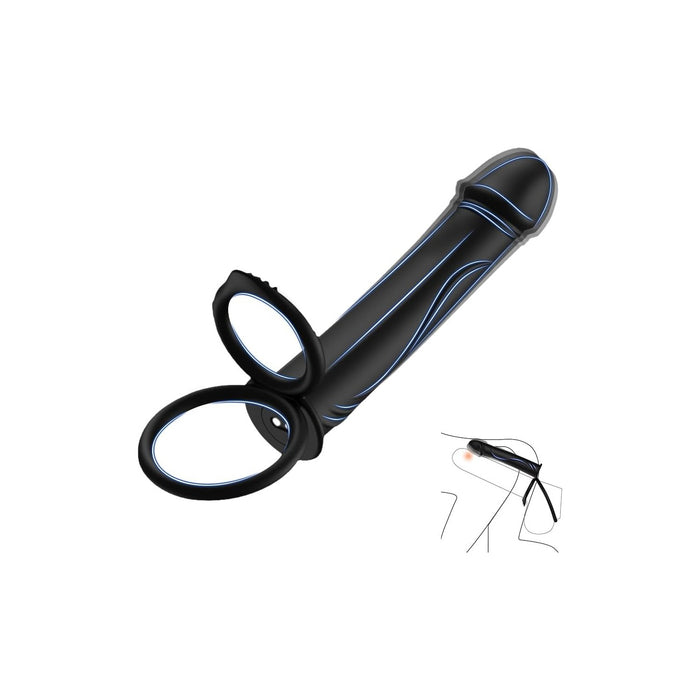 Vibrating penis ring with 10 modes and dual stimulation for couples
