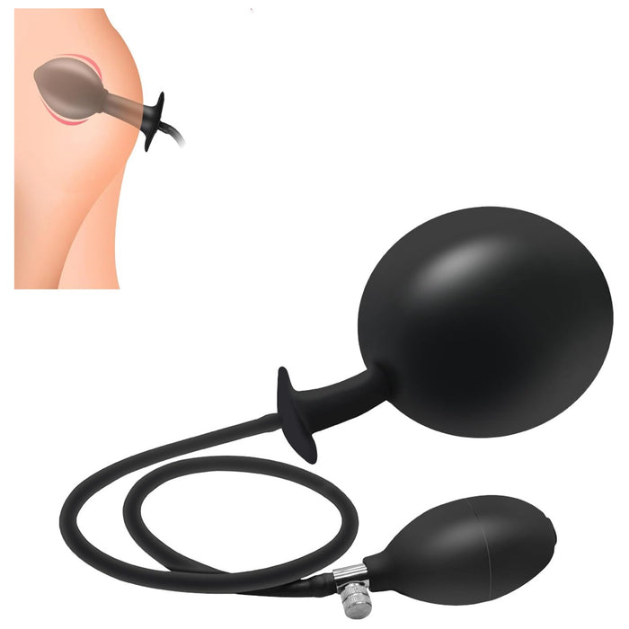 Inflatable silicone anal plug with pump - adjustable size XXL toy