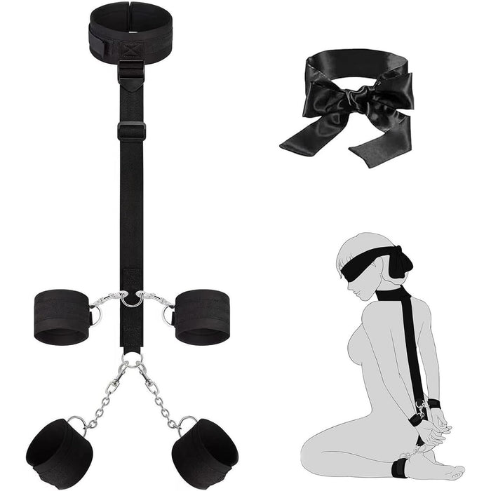 BDSM Bondage Set with Blindfold Mask and Adjustable Cuffs for Couples
