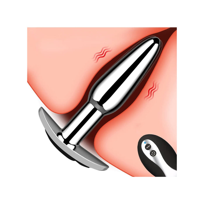 Anal vibrator with 10 vibration modes and remote control made of metal