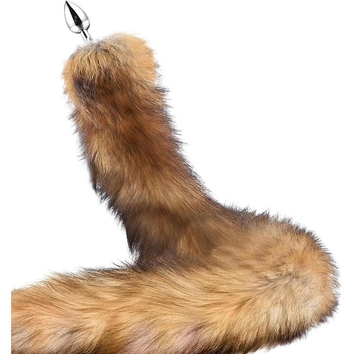 Analinis plug su lapės uodega iš nerūdijančio plieno – idealus BDSM ir nuotykiams