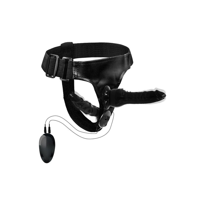 Adjustable dual vibrating strap-on for women and couples with remote control