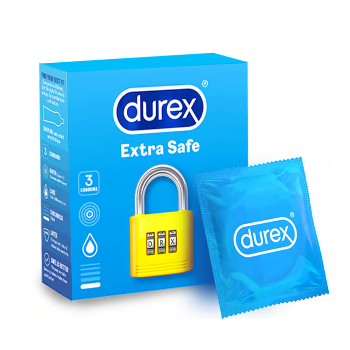Durex Extra Safe padidinto saugumo prezervatyvai 3 vnt.