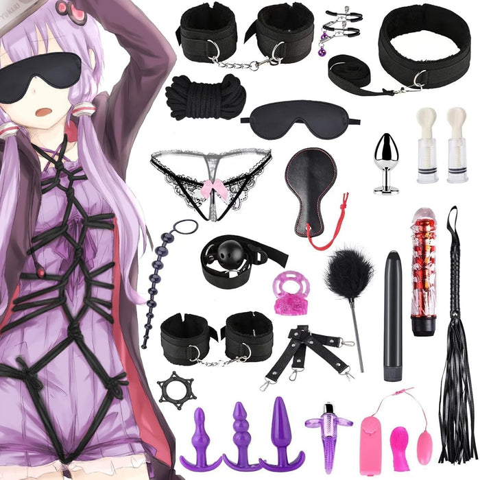 Erotic SM Bondage Set for Couples - Various Wearable Key Toys and a Plug
