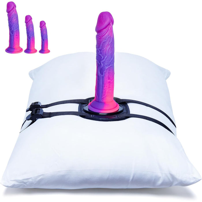 3-piece silicone dildo set with adjustable strap and strong attachment leg
