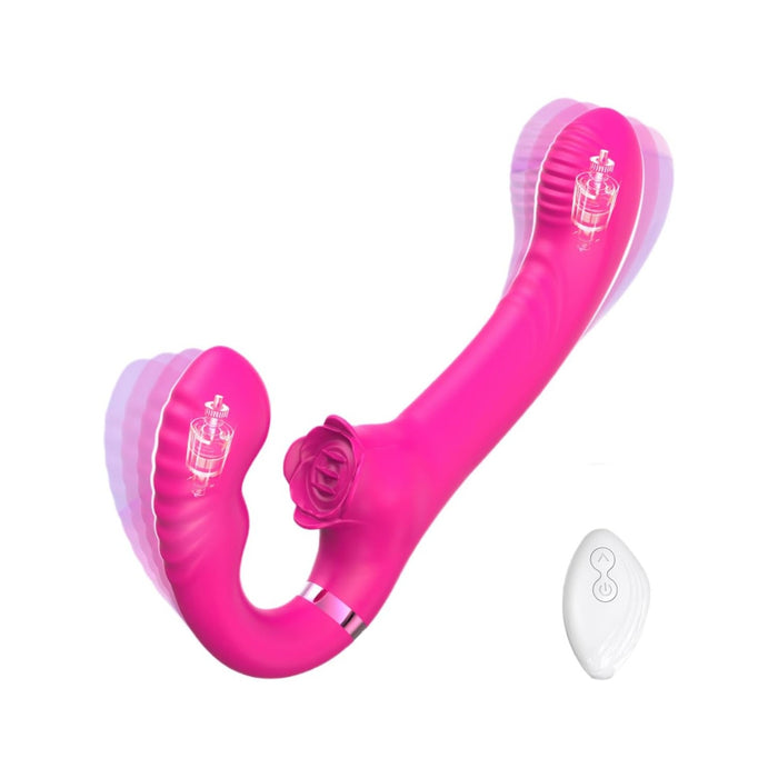 Dual Stimulation Vibrator With Clitoral Stimulator And Pulsation