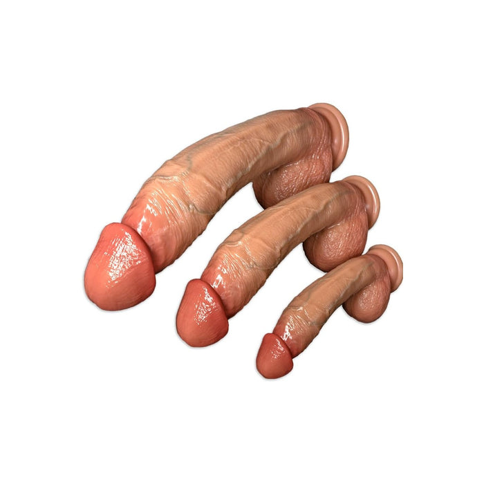 Flexible and realistic silicone dildo with large strong suction base (M)