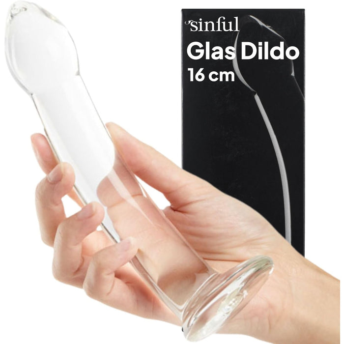 Elegant 16 cm glass Curvy dildo - an exclusive G-spot and prostate stimulator