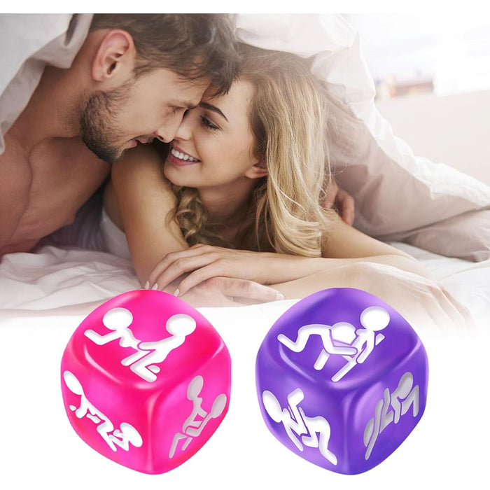 2-piece love game dice set for couples - 12 positions for flirting