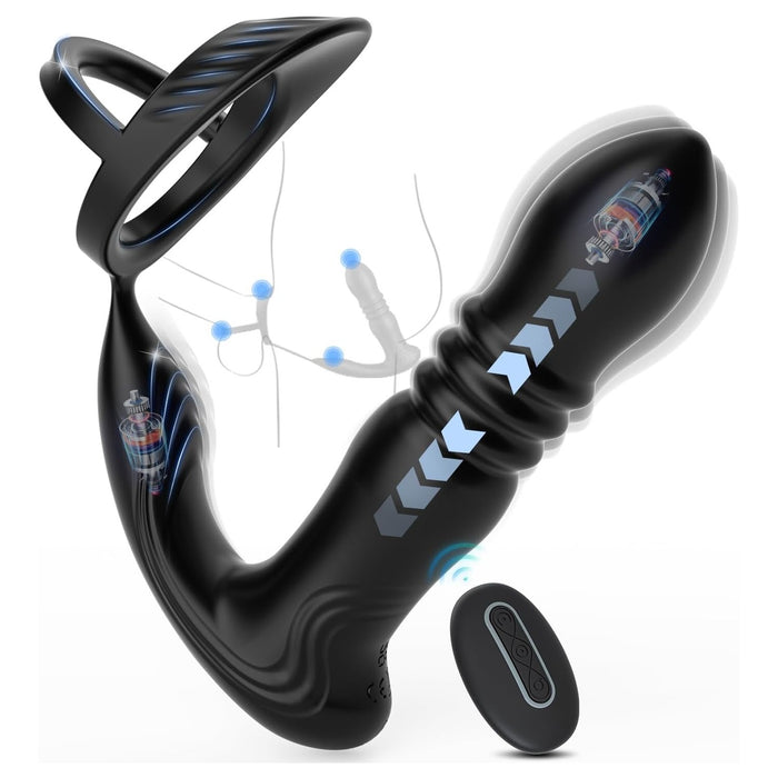 Prostate massager for men with penis ring and 10 vibration modes