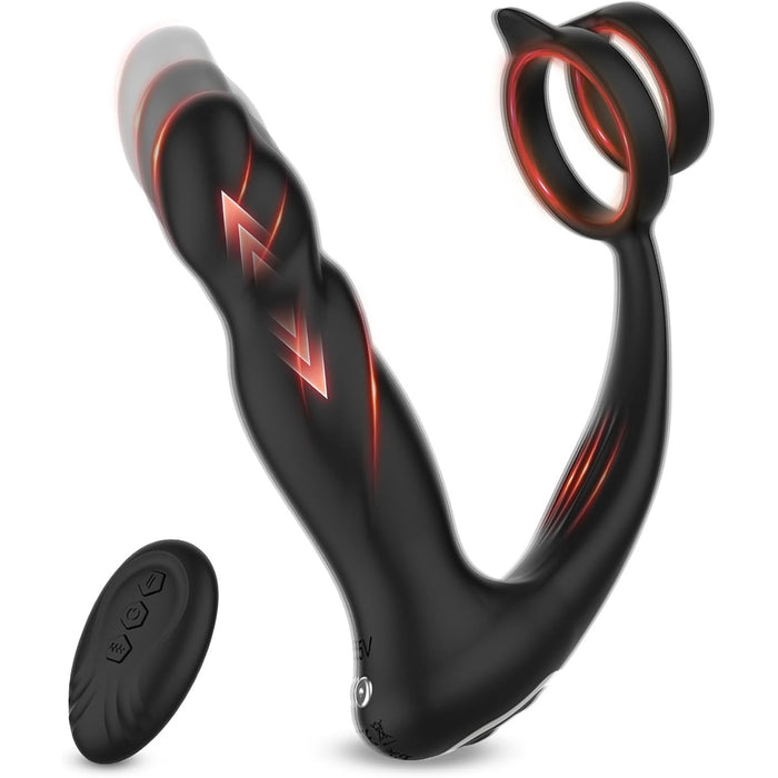 2-in-1 Analinis Vibratorius Vyrams su 10 Vibracijų Režimų ir Dvigubu Varpos Žiedu
