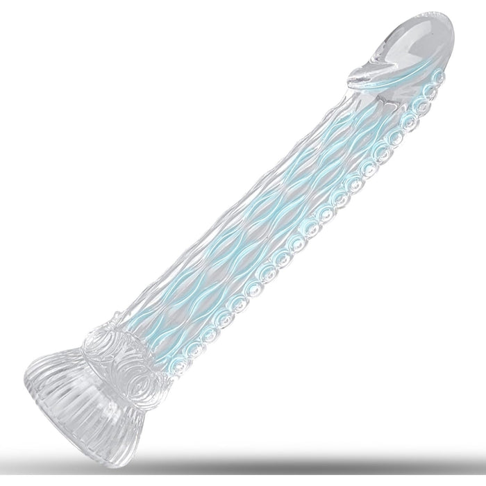 Skaidrus Dildo su Aštuonkojo Prilimpa ir Dildo Uodega 210 mm