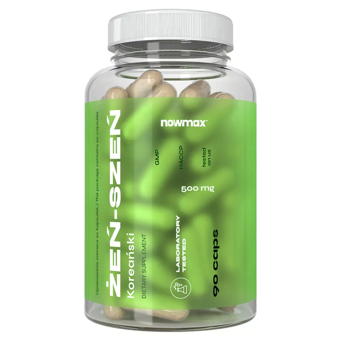 nowmax® Ginseng Korean Ženšenis 500mg maisto papildas, 90 kaps.