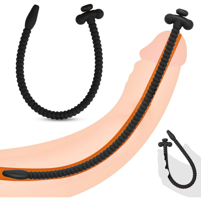 Silicone 25 cm long male urethral dilator with plug - an intense pleasure experience