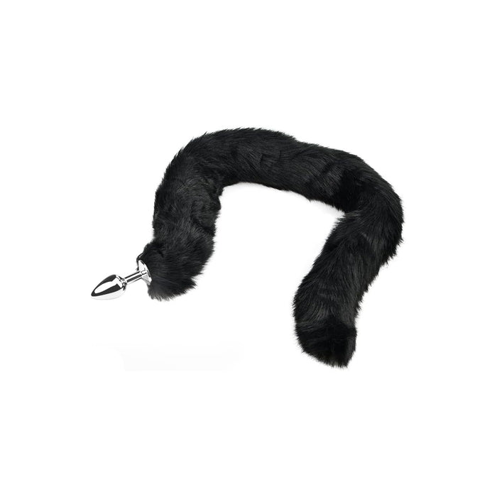 Ilgas fuchso uodegos analinis kaištis su metalo pagrindu ir kailiuku, M dydis