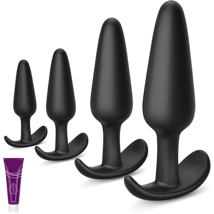 4-piece silicone anal plug set with prostate stimulation and training