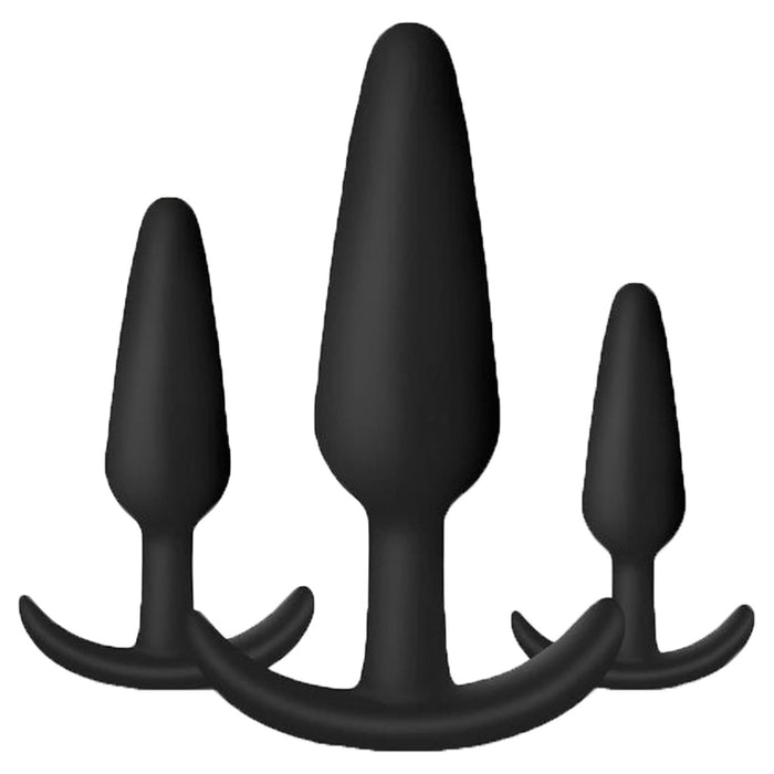 Silicone anal plugs set – 3 different shapes for couples and beginners