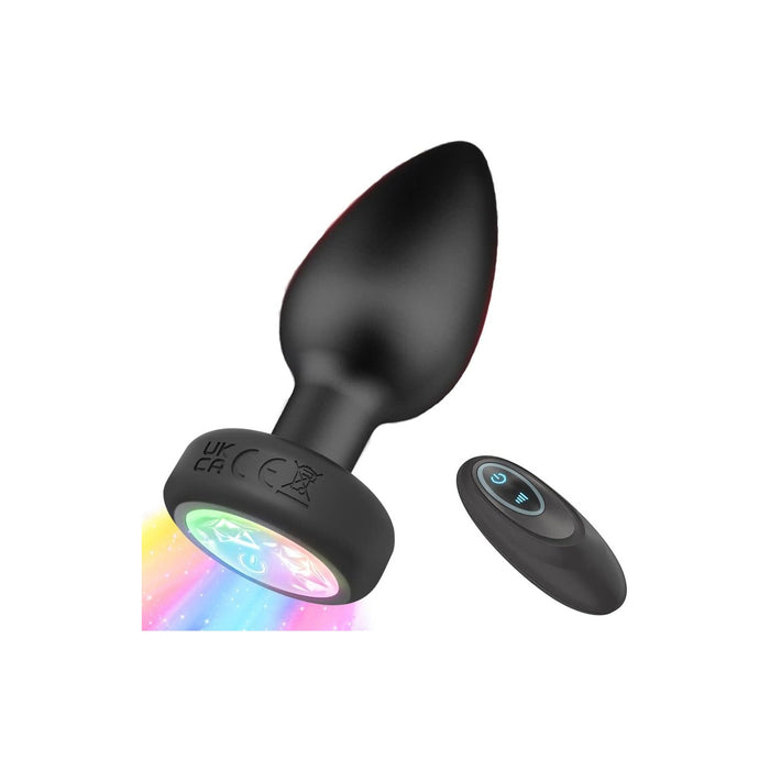 LED Lighted Silicone Anal Plug Vibrator Set with 7 Modes and Remote Control