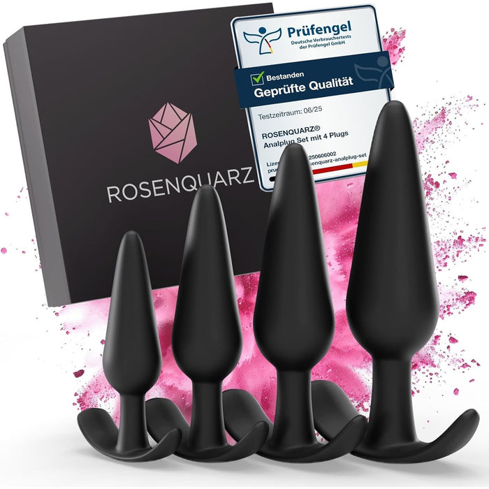 Medical grade silicone anal plug set with 4 sizes and gift box