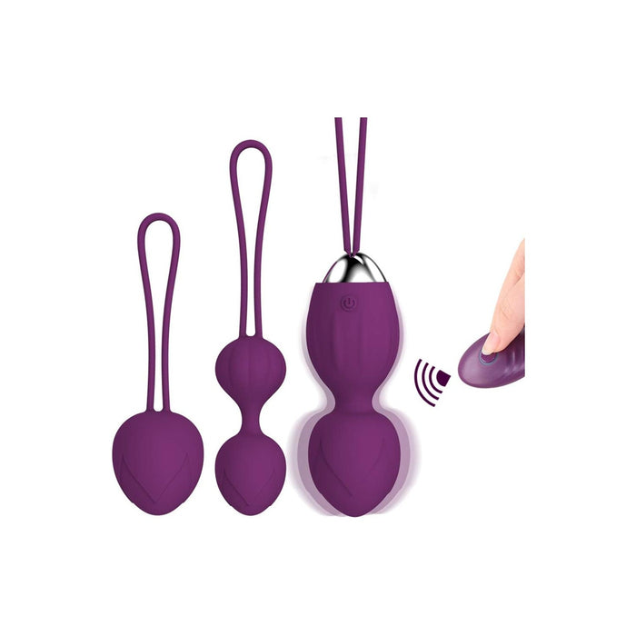 3-piece pelvic floor exercise set for women with different silicone balls